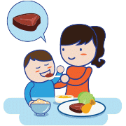Kantriai supažindinkite vaiką su maistu, pradėdami nuo mažiau geidžiamų produktų prieš pristatydami mėgstamus.