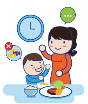 Venkite užkandžių tarp valgių, laikydamiesi bent trijų valandų tarpo iki kito valgio, taip skatindami vaiko apetitą